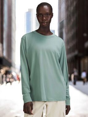 Lululemon All Yours Cotton Long Sleeve Shirt in Tidewater Teal Sz 4